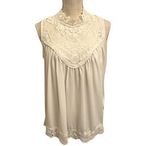 Ivory White Flouncy Tank Blouse Sz S